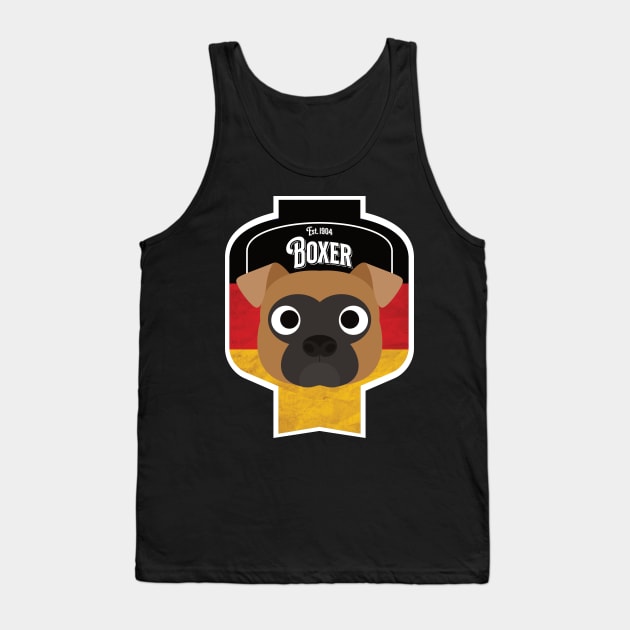 Boxer Dog - Distressed German Boxer Beer Label Design Tank Top by DoggyStyles